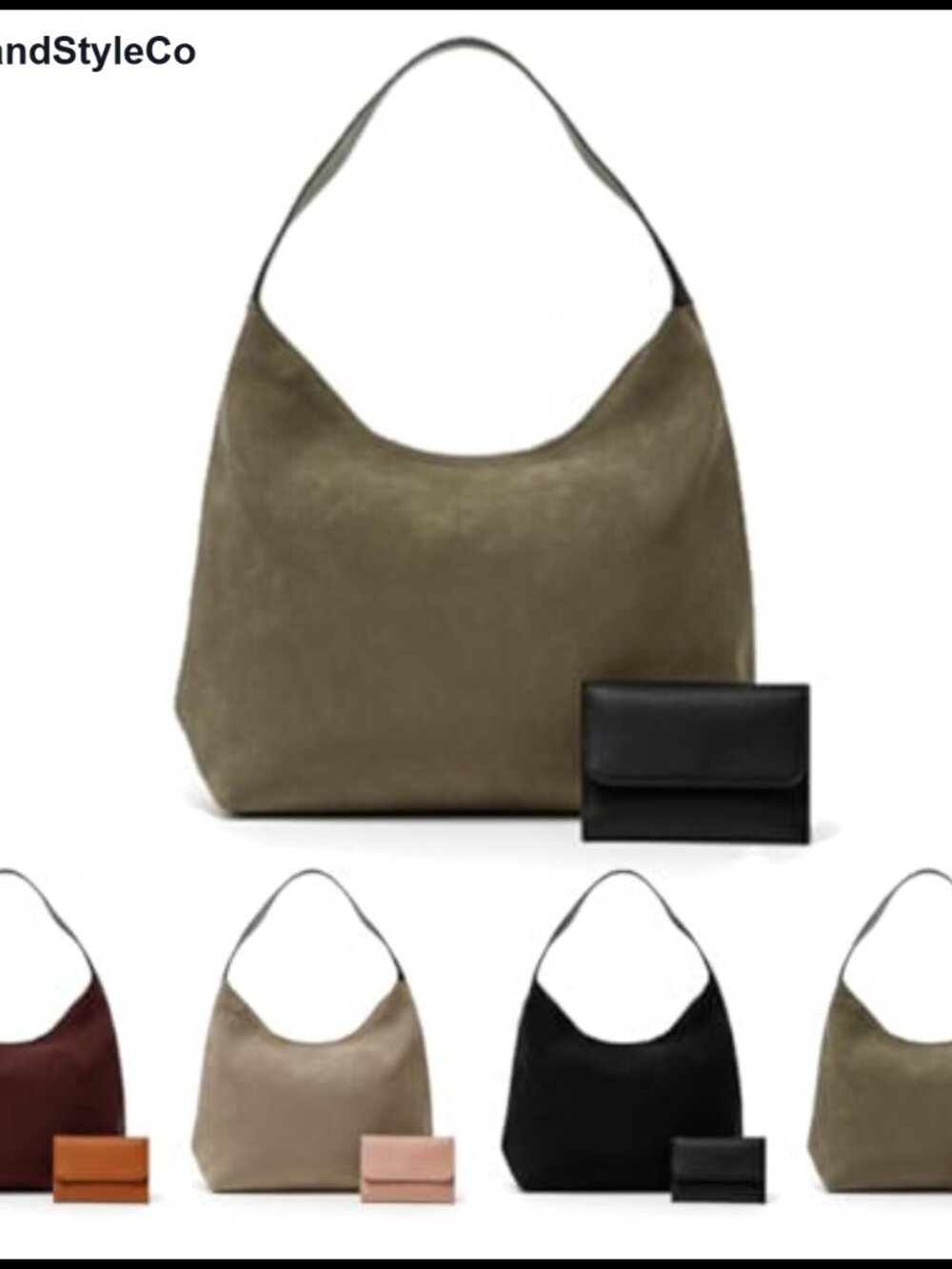 Faux Suede Hobo Tote Bag Large Slouchy Shoulder Handbag Free Wallet